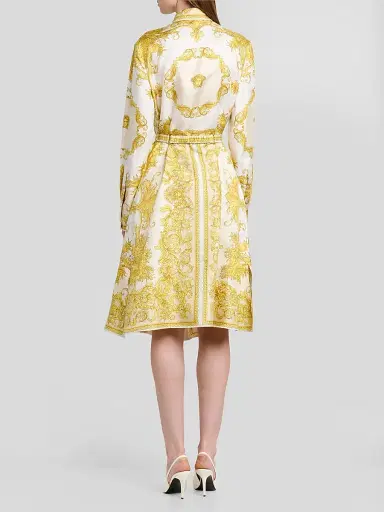 Versace Women's Baroque-Print Silk Twill Midi Shirtdress | Thumbnail 3 Versace Women's Baroque-Print Silk Twill Midi Shirtdress | Thumbnail 3
