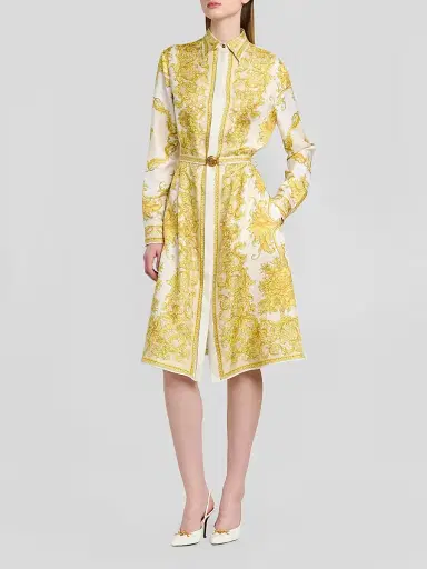 Versace Women's Baroque-Print Silk Twill Midi Shirtdress | Thumbnail 4 Versace Women's Baroque-Print Silk Twill Midi Shirtdress | Thumbnail 4