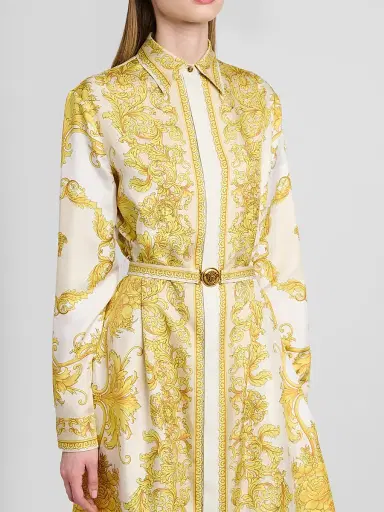 Versace Women's Baroque-Print Silk Twill Midi Shirtdress | Thumbnail 5 Versace Women's Baroque-Print Silk Twill Midi Shirtdress | Thumbnail 5