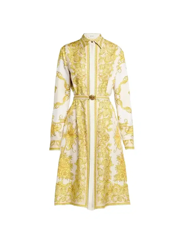 Versace Women's Baroque-Print Silk Twill Midi Shirtdress