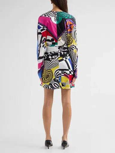 Versace Women's Printed Jersey Tie-Waist Mini Dress | Thumbnail 3 Versace Women's Printed Jersey Tie-Waist Mini Dress | Thumbnail 3