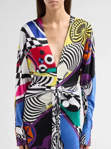 Versace Women's Printed Jersey Tie-Waist Mini Dress | Thumbnail 5 Versace Women's Printed Jersey Tie-Waist Mini Dress | Thumbnail 5