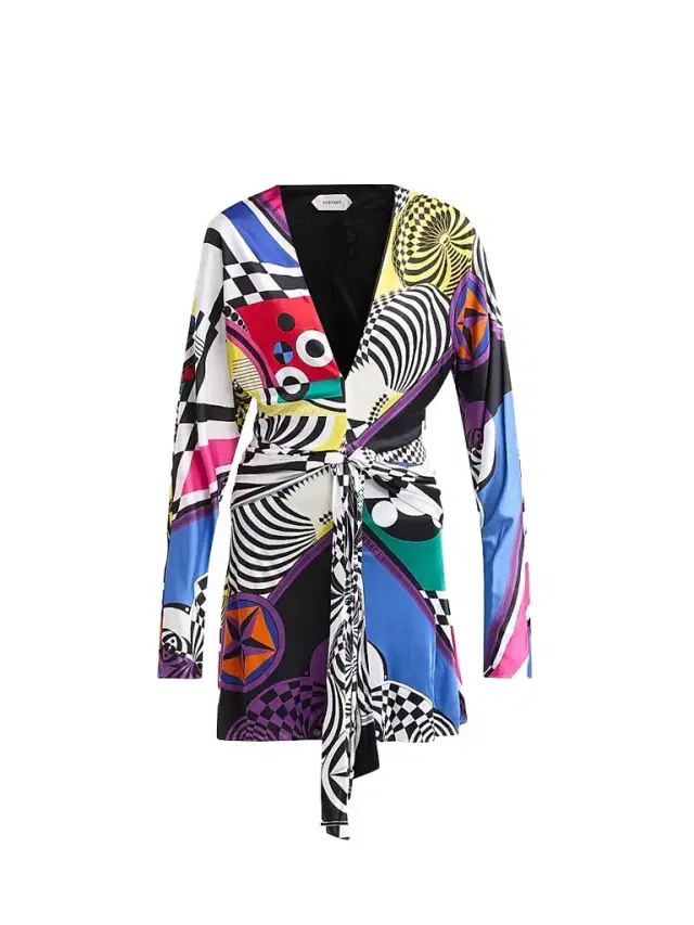 Versace Women's Printed Jersey Tie-Waist Mini Dress