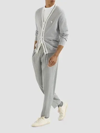 Brunello Cucinelli Men's Cotton Cardigan with Logo | Thumbnail 2