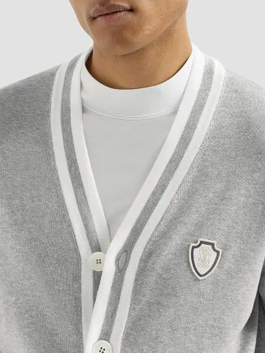 Brunello Cucinelli Men's Cotton Cardigan with Logo | Thumbnail 6