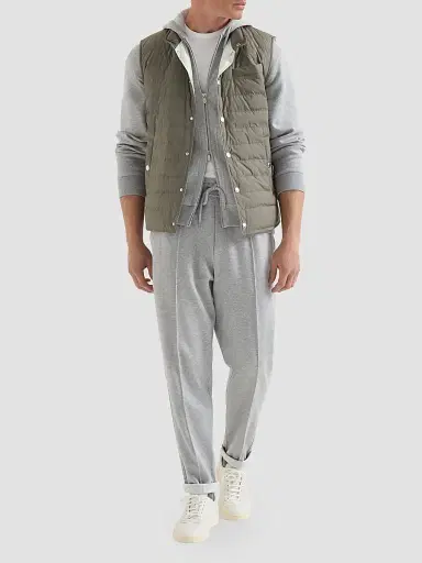 Brunello Cucinelli Men's Lightweight Techno Fabric Down Vest | Thumbnail 2
