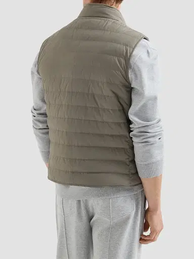 Brunello Cucinelli Men's Lightweight Techno Fabric Down Vest | Thumbnail 4