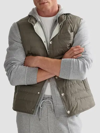 Brunello Cucinelli Men's Lightweight Techno Fabric Down Vest | Thumbnail 5