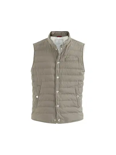Brunello Cucinelli Men's Lightweight Techno Fabric Down Vest | Thumbnail 1