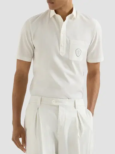 Brunello Cucinelli Men's Lightweight Virgin Wool Polo Shirt | Thumbnail 4