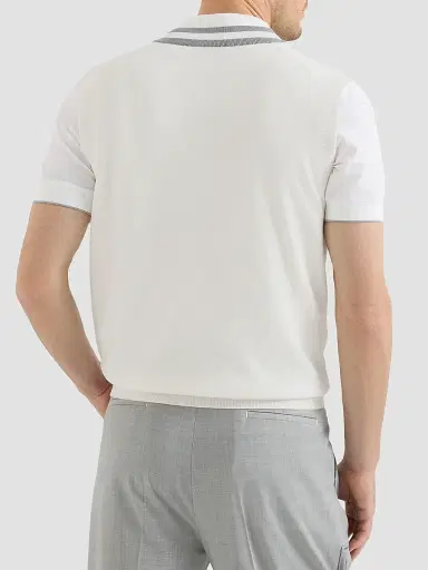 Brunello Cucinelli Men's Cotton Knit Vest with Logo | Thumbnail 5