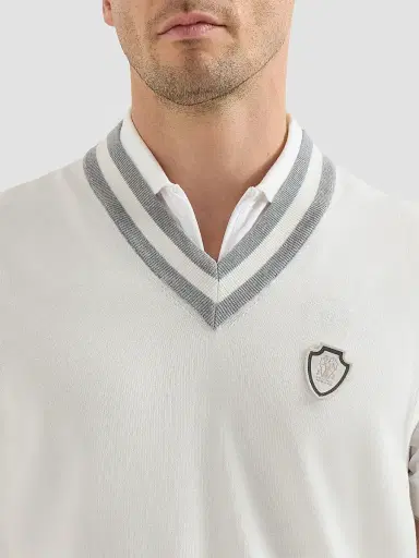 Brunello Cucinelli Men's Cotton Knit Vest with Logo | Thumbnail 6