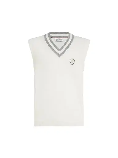 Brunello Cucinelli Men's Cotton Knit Vest with Logo | Thumbnail 1