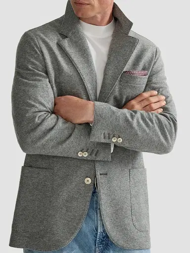 Brunello Cucinelli Men's Cashmere Jersey Blazer with Patch Pockets | Thumbnail 6 Brunello Cucinelli Men's Cashmere Jersey Blazer with Patch Pockets | Thumbnail 6