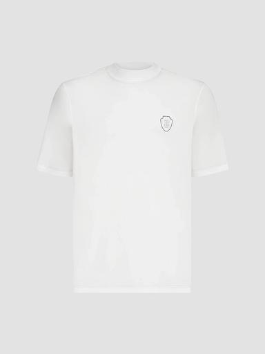 Brunello Cucinelli Men's Techno Piqué Mockneck T-Shirt with Logo | Thumbnail 1