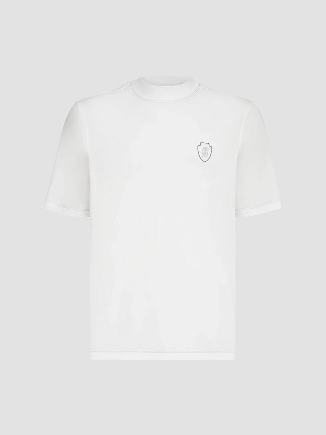 Brunello Cucinelli Men's Techno Piqué Mockneck T-Shirt with Logo