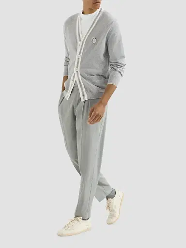 Brunello Cucinelli Men's Techno Piqué Mockneck T-Shirt with Logo | Thumbnail 2