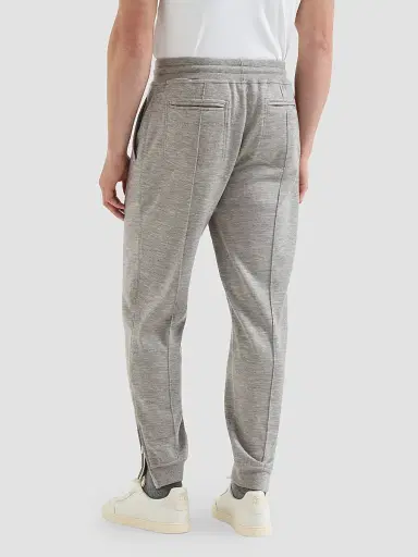 Brunello Cucinelli Men's Cashmere and Silk French Terry Trousers with Elasticated Zipper Cuffs | Thumbnail 5