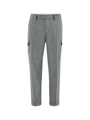 Brunello Cucinelli Men's Virgin Wool Flannel Trousers with Cargo Pockets | Thumbnail 1