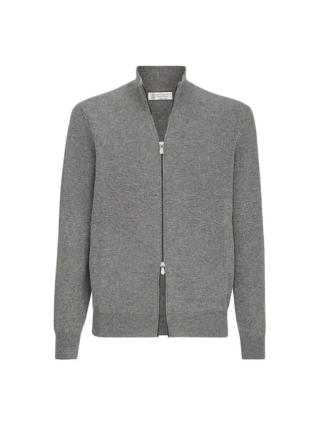 Brunello Cucinelli Men's Cashmere High-Neck Cardigan with Zipper