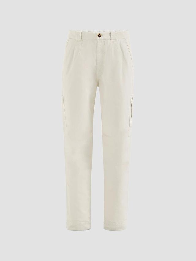 Brunello Cucinelli Men's Peached Cotton Gabardine Trousers with Zipped Pocket