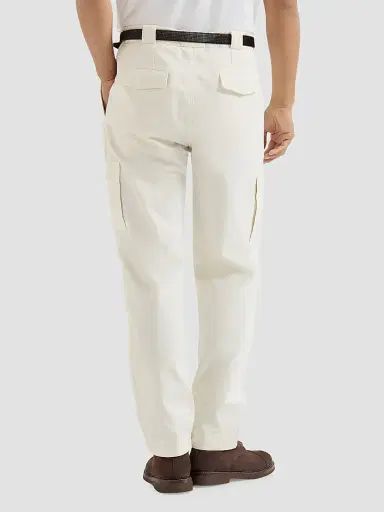Brunello Cucinelli Men's Peached Cotton Gabardine Trousers with Zipped Pocket | Thumbnail 5