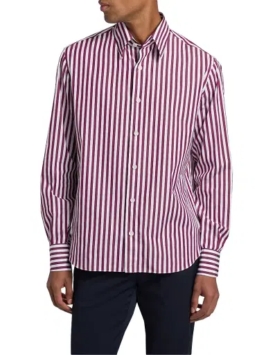 Isaia Men's Bengal Stripe Cotton Shirt | Thumbnail 3 Isaia Men's Bengal Stripe Cotton Shirt | Thumbnail 3