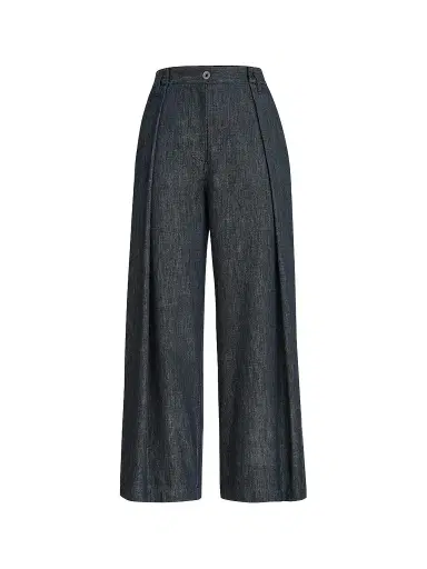 Brunello Cucinelli Women's Denim-Effect Twill Pleated A-line Trousers | Thumbnail 1
