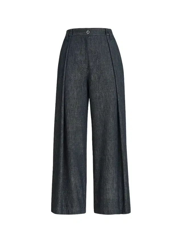 Women's Denim-Effect Twill Pleated A-line Trousers