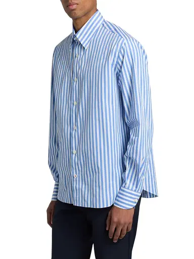Isaia Men's Bengal Stripe Cotton Shirt | Thumbnail 4 Isaia Men's Bengal Stripe Cotton Shirt | Thumbnail 4