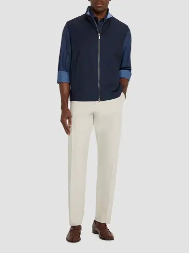 Isaia Men's Cotton-Linen-Blend Crease-Front Pants | Thumbnail 2 Isaia Men's Cotton-Linen-Blend Crease-Front Pants | Thumbnail 2