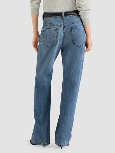 Brunello Cucinelli Women's Lightweight Denim Contemporary Loose Trousers | Thumbnail 4
