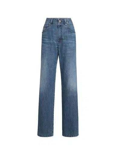 Brunello Cucinelli Women's Lightweight Denim Contemporary Loose Trousers | Thumbnail 1