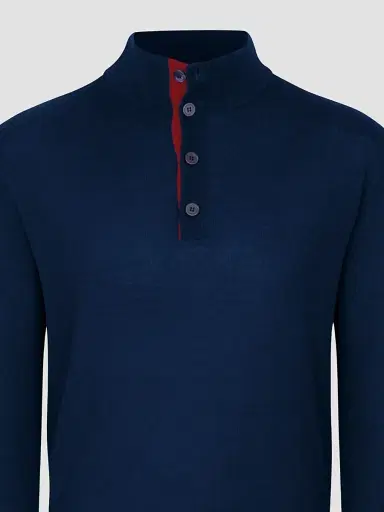 Stefano Ricci Men's Buttoned Mockneck Sweater | Thumbnail 2