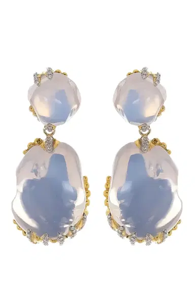 VICTOR VELYAN Fire Opal Diamond Drop Earrings | Thumbnail 1