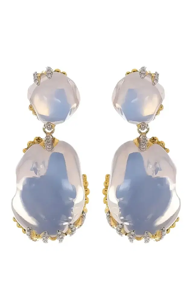 VICTOR VELYAN Fire Opal Diamond Drop Earrings