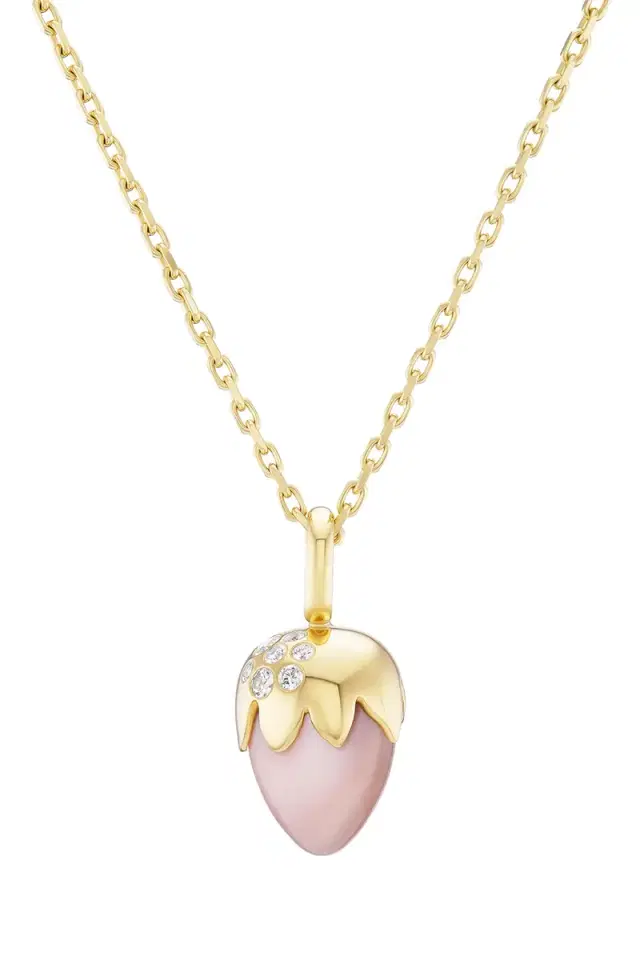 Uniform Object Pink Opal Diamond Strawberry Necklace