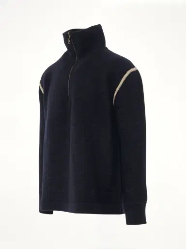 Maison Margiela Knit Pullover with Stripe Detail in Navy | Thumbnail 2 Maison Margiela Knit Pullover with Stripe Detail in Navy | Thumbnail 2