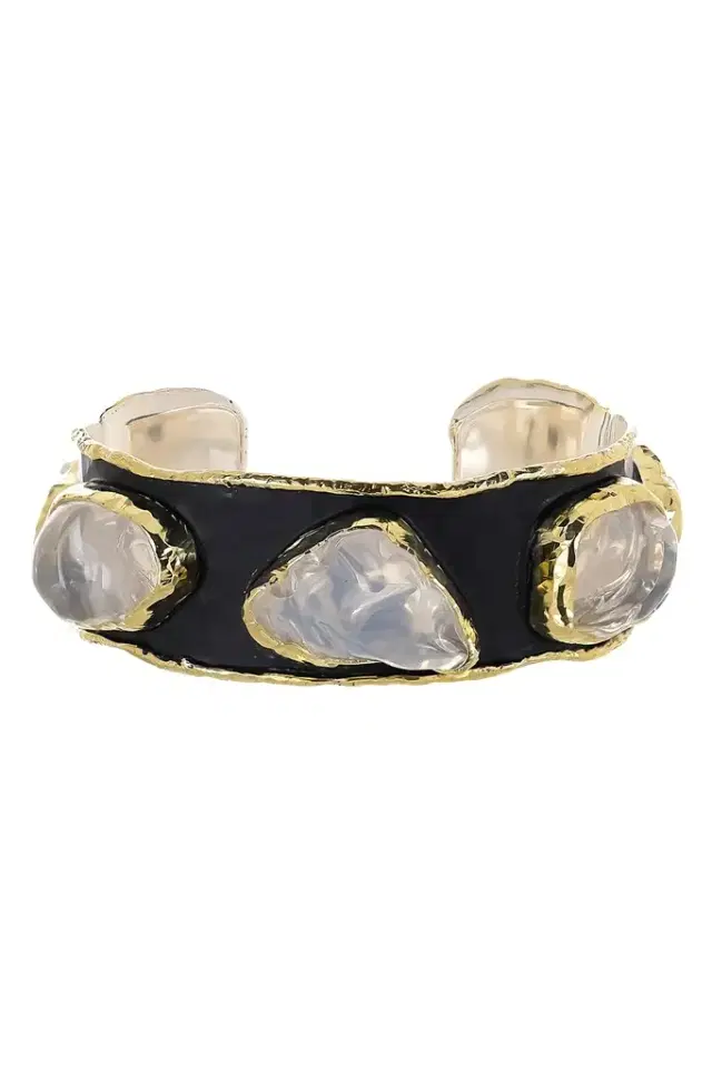VICTOR VELYAN Fire Opal Hammered Cuff Bracelet