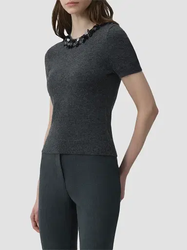 Simkhai Women's Sophie Floral-Sequined Wool-Cashmere Top | Thumbnail 4