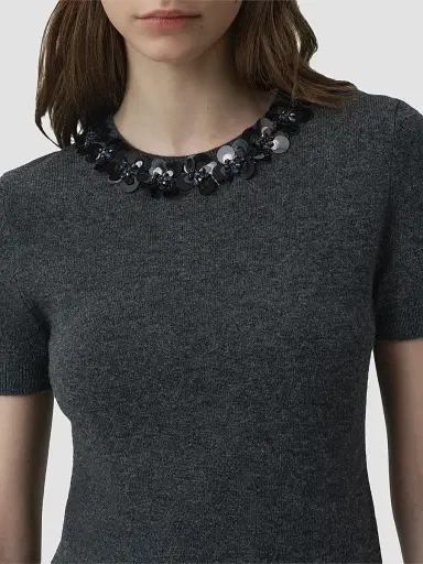 Simkhai Women's Sophie Floral-Sequined Wool-Cashmere Top | Thumbnail 5