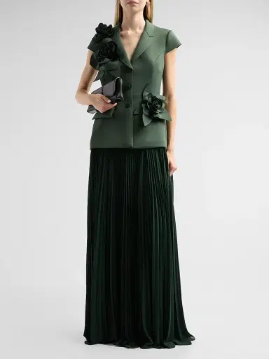 BADGLEY MISCHKA Women's Blazer Floral Appliqué Pelated Gown | Thumbnail 2