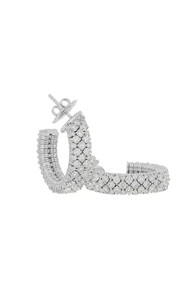 ROBERTO DEMEGLIO Diamond Half Cashmere Hoop Earrings | Thumbnail 1