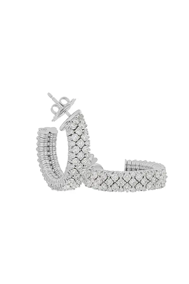 ROBERTO DEMEGLIO Diamond Half Cashmere Hoop Earrings