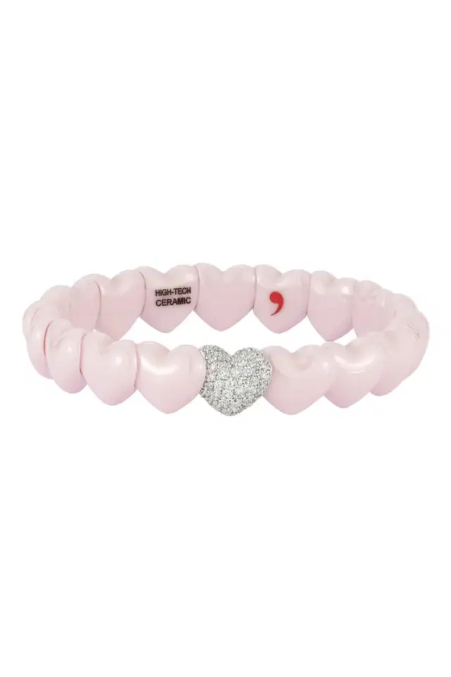 ROBERTO DEMEGLIO Diamond Pink Ceramic Heart Bracelet