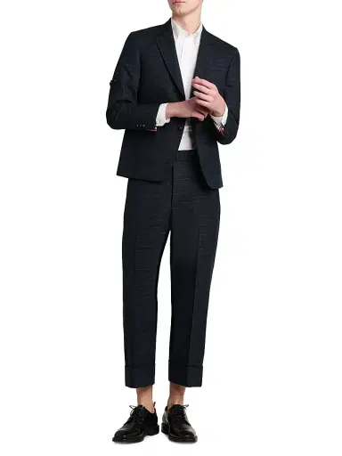 Thom Browne Men's Windowpane Check Cotton-Wool Suiting Trousers | Thumbnail 2 Thom Browne Men's Windowpane Check Cotton-Wool Suiting Trousers | Thumbnail 2