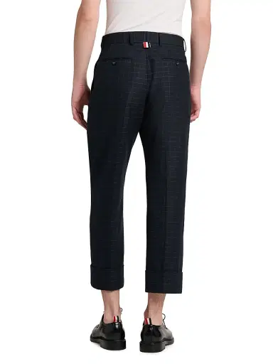 Thom Browne Men's Windowpane Check Cotton-Wool Suiting Trousers | Thumbnail 5 Thom Browne Men's Windowpane Check Cotton-Wool Suiting Trousers | Thumbnail 5