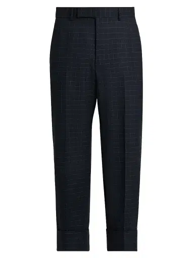 Thom Browne Men's Windowpane Check Cotton-Wool Suiting Trousers | Thumbnail 1 Thom Browne Men's Windowpane Check Cotton-Wool Suiting Trousers | Thumbnail 1