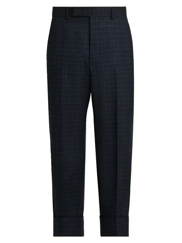 Thom Browne Men's Windowpane Check Cotton-Wool Suiting Trousers