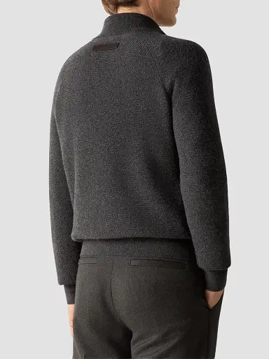 Zegna Men's Oasi Cashmere Zip Mock Sweater | Thumbnail 4 Zegna Men's Oasi Cashmere Zip Mock Sweater | Thumbnail 4